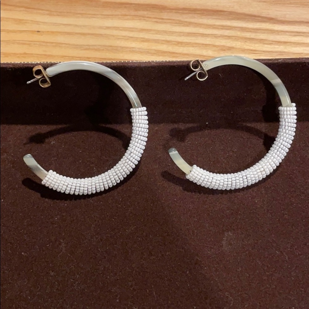 J. Crew Alison Lou Acrylic White Beaded Earrings